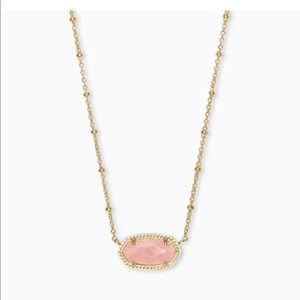 Elisa Gold Satellite Necklace in Rose Quartz